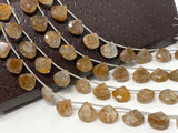 Copper Rutile Gemstone Beads, Copper Rutile Faceted Briolette Beads,Jewelry Supplies Bulk Beads, 10mm - 12.5mm , 8.5”Strand/15Pcs