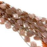 Natural Peach Moonstone Beads - Diamond Shape , Gemstone Beads, Jewelry Supplies for Jewelry Making, Wholesale Beads, Bulk Beads , 8" Strand