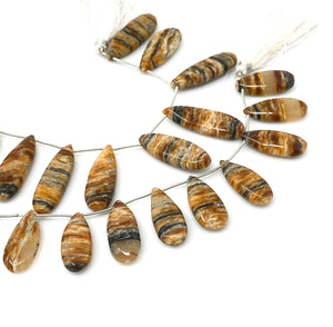 Natural Brown Bumble Bee Jasper Beads, Jasper Gemstone Beads, Bulk Wholesale Beads, Jewelry Supplies, 24-34mm , 8” Strand