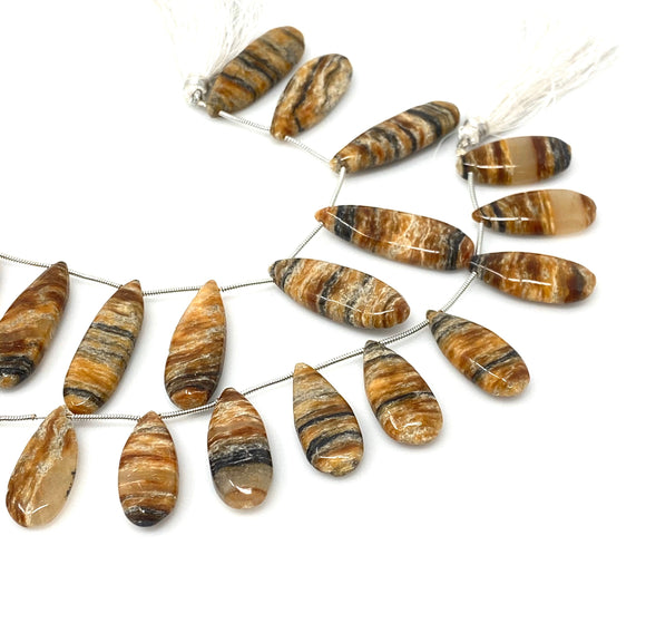 Natural Brown Bumble Bee Jasper Beads, Jasper Gemstone Beads, Bulk Wholesale Beads, Jewelry Supplies, 24-34mm , 8” Strand