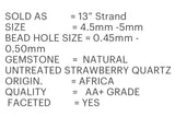 Strawberry Quartz Beads, Gemstone Beads, Jewelry Supplies for Jewelry Making, Bulk Beads, 4.5-5mm , 13" Strand
