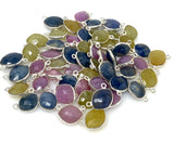 10Pcs/ 15 Pcs Natural Sapphire Gemstone Connectors, Sterling Silver Bulk Wholesale Jewelry Supplies, 14x10mm - 17x12mm