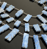 Natural Blue Opal Gemstone Beads, Blue Opal Carved Bar Beads, Wholesale Bulk Beads, Jewelry Supplies, 8” Strand