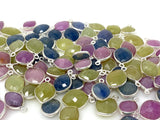 10 Pcs/ 14 Pcs Natural Sapphire Gemstone Charms, Sterling Silver Jewelry Supplies, Bulk Wholesale Charms, 15x10mm - 18x12mm