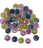 10 Pcs / 13 Pcs Natural Sapphire Gemstone Charms, Wholesale Silver Jewelry Supplies, Bulk Wholesale Charms, 19x15mm - 20x16mm