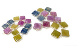 12 Pcs / 14 Pcs Natural Sapphire Gemstone Charms, Jewelry Supplies, Bulk Wholesale Charms Silver Findings