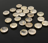 6 Pcs Natural Golden Rutile Rose Cut Cabochons, Loose Gemstones, Briolette Ring Stones, 12mm approx.