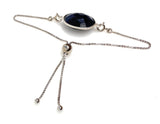 Natural Sapphire Gemstone Bracelet, Sterling Silver Adjustable Bolo Bracelet, Blue Sapphire Jewelry, September Birthstone, Gifts for Her