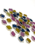 10pcs/ 15 Pcs Natural Sapphire Gemstone Connectors, Sterling Silver Bulk Wholesale Jewelry Supplies, 18X11mm