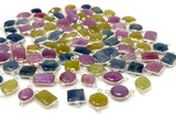 10 Pcs Natural Sapphire Gemstone Connectors, Silver Connectors, Bulk Wholesale Jewelry Supplies, 18x10mm - 21x12mm