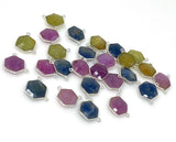 13 Pcs Natural Sapphire Gemstone Connectors, Bulk Wholesale Jewelry Supplies, Silver Jewelry Findings, 17x20mm