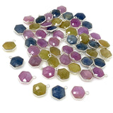10 Pcs / 12 Pcs Natural Sapphire Gemstone Charms, Wholesale Silver Jewelry Supplies, Bulk Wholesale Charms, 16x12mm - 17x13mm