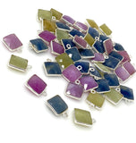 6 Pcs / 10 Pcs Natural Sapphire Gemstone Charms, Sterling SilverJewelry Supplies, Bulk Wholesale Charms, 14x11mm - 15x12mm