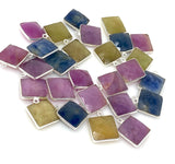6 Pcs/ 10 Pcs Natural Sapphire Gemstone Charms, Sterling SilverJewelry Supplies, Bulk Wholesale Charms, 17x14mm - 18x15mm