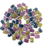 10 Pcs / 12 Pcs Natural Sapphire Gemstone Charms, Sterling Silver Jewelry Supplies, Bulk Wholesale Charms, 16x9mm - 18x11mm