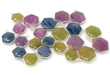 11 Pcs Natural Multi Sapphire Gemstone Charms, Silver Jewelry Supplies, Bulk Wholesale Charms