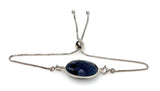 Natural Sapphire Gemstone Bracelet, Sterling Silver Adjustable Bolo Bracelet, Blue Sapphire Jewelry, September Birthstone, Gifts for Her
