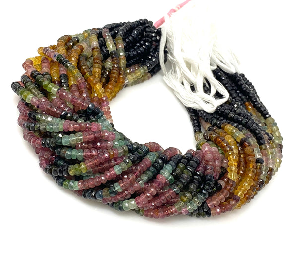 Natural Tourmaline Gemstone Beads, Wholesale Bulk Beads, Jewelry Supplies, Multi Tourmaline Faceted Beads, 13
