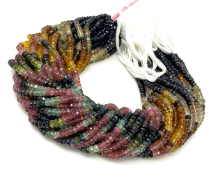 Natural Tourmaline Gemstone Beads, Wholesale Bulk Beads, Jewelry Supplies, Multi Tourmaline Faceted Beads, 13" Strand , 4mm - 5mm