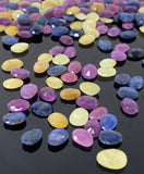 10 Pcs Natural Multi Sapphire Rose Cut Cabochons, Loose Gemstones, Sapphire Rose Cuts, Ring Stones, 10x8mm - 14x11mm