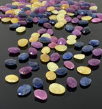 10 Pcs Natural Multi Sapphire Rose Cut Cabochons, Loose Gemstones, Sapphire Rose Cuts, Ring Stones, 10x8mm - 14x11mm