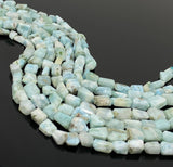 Natural Larimar Gemstone Beads, Faceted Larimar Nugget Beads, Bulk Wholesale Beads, 7mm - 14mm, 10” Strand