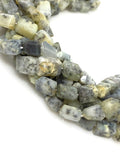 Dendrite Opal Gemstone Beads, Dendritic Opal Faceted Nugget Beads, 9x8mm - 11x9mm, 10” Strand