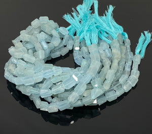 Aquamarine Faceted Nugget Beads, Gemstone Beads, Bulk Wholesale Beads, 7.5mm - 12mm, 10" Strand