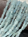 Aquamarine Faceted Nugget Beads, Gemstone Beads, Bulk Wholesale Beads, 7.5mm - 12mm, 10" Strand