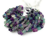 Natural Multi Fluorite Nugget Beads, Gemstone Beads, Jewelry Supplies, Wholesale Bulk Beads, 9mm - 13mm, 10” Strand