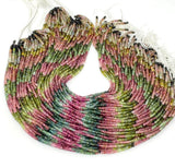 14.5" Natural Tourmaline Gemstone Beads, Watermelon Color Tourmaline Beads, Multi Color Wholesale Bulk Beads, 3mm - 3.5mm