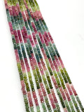 14.5” Natural Tourmaline Gemstone Beads, Watermelon Multi Color Tourmaline Beads, Wholesale Bulk Beads, 3mm - 3.5mm