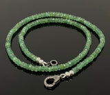 17.25” Genuine Zambian Emerald Necklace with Pave Diamond Clasp, Natural Emerald Necklace , 4mm AAA Grade