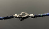 17.5” Genuine Shaded Blue Sapphire Necklace with Pave Diamond Clasp, Natural Sapphire Necklace , 3mm- 4mm , AAA Grade