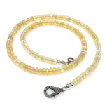 17.5” Genuine Ethiopian Opal Necklace with Pave Diamond Clasp, Natural Ethiopian Opal Necklace , 3.5mm - 4mm, AAA Grade