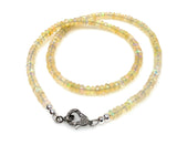 17.5” Genuine Ethiopian Opal Necklace with Pave Diamond Clasp, Natural Ethiopian Opal Necklace , 3.5mm - 4mm, AAA Grade