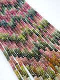 Natural Watermelon Multi Tourmaline Beads, Bulk Wholesale Gemstone Beads, Faceted Tourmaline Beads,AA+ Quality, 13.5" Strand
