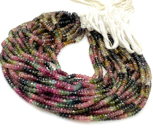 13" Natural Tourmaline Gemstone Beads, Multi Color Tourmaline Beads, Jewelry Supplies, Wholesale Bulk Beads, 4mm -4.5mm