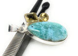 Natural Larimar and Citrine Gemstone Pendant, Sterling Silver Jewelry, Larimar Pendant, Citrine Pendant, Bohemian Jewelry