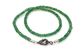 17.25” Genuine Zambian Emerald Necklace with Pave Diamond Clasp, Natural Emerald Necklace , 4mm AAA Grade
