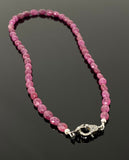 17.25” Genuine Pink Sapphire Necklace with Pave Diamond Clasp, Natural Pink Sapphire Necklace, AAA Grade, Gifts for Her