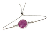 Pink Sapphire Gemstone Bracelet, Sterling Silver Adjustable Bolo Bracelet, Layering Bracelet, Gifts for Her