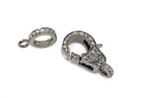 Pave Diamond Clasp, Sterling Silver Lobster Clasp with Diamond Bail, Double Sided Diamonds, 17.5mm x 11mm