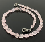 16.5” Genuine Morganite Necklace with Pave Diamond Clasp, Natural Pink Morganite Necklace, AAA Grade, Gifts for Her