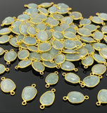 5Pcs/10Pcs Natural Aquamarine Gemstone Connectors, 14K Gold Plated over Sterling Silver, 18x10mm-22x14mm