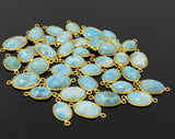 10 Pcs Larimar Connectors, Gemstone Connectors, 14K Gold Plated over Sterling Silver, Bulk Wholesale Jewelry Supplies, DIY Jewelry Making