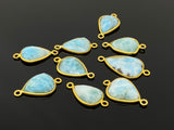 9 Pcs Larimar Connectors, Gemstone Connectors, Wholesale Bulk Jewelry Supplies, 14K Gold Plated over Sterling Silver, 22x11.5mm - 28x14.5mm