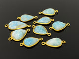 9 Pcs Larimar Connectors, Gemstone Connectors, Wholesale Bulk Jewelry Supplies, 14K Gold Plated over Sterling Silver, 22x11.5mm - 28x14.5mm