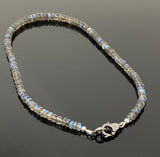 17.5” Natural Labradorite Necklace with Pave Diamond Clasp, Multi Fire Labradorite Necklace, 5.5mm - 8.5mm, Gifts for Her