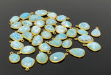 5Pcs/10Pcs Larimar Gemstone Charms, Jewelry Supplies, 14K Gold plated over Silver , Bulk Charms, Bulk Wholesale Charms, 16x10mm - 23x14mm